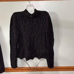 Express pointelle peplum sweater. XS. BRAND NEW. gold foil detail scalloped trim